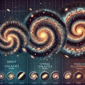 differences in size, structure, and star density between dwarf galaxies, spiral galaxies