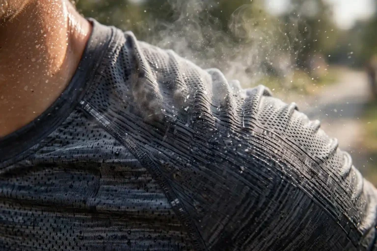 Athlete running in a moisture-wicking technical fabric shirt
